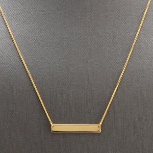 14KY Solid Gold Bar Necklace with Diamond Accent